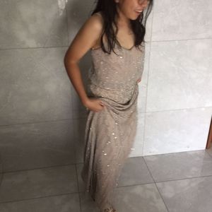 Adrianna Papell blush pink sequin gown
